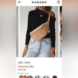 Mandrn Handmade Leather Atlas Belt Bag in Sand, EUC